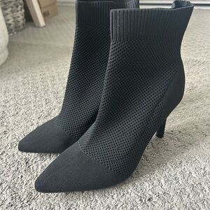 MIA Black Knit Pointed Sock Ankle Boots